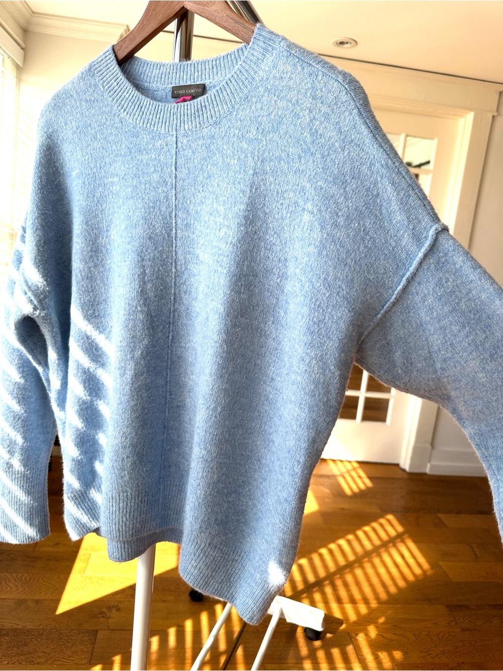 Vince Camuto Blue Oversized Crewneck Sweater - Dolman Cut